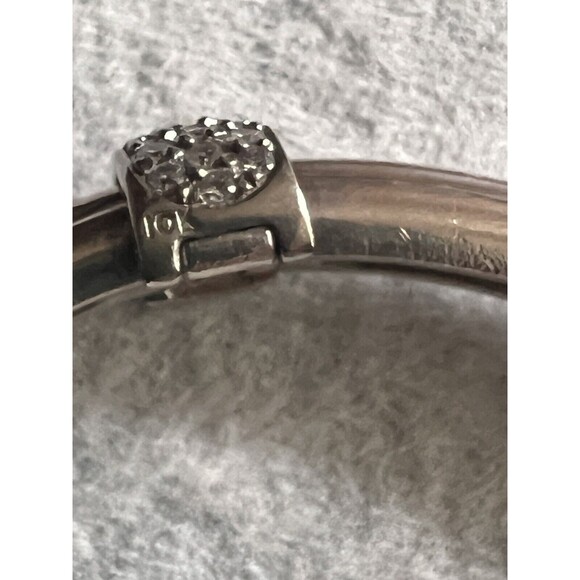 Slane & Slane Sterling Silver Diamond In 10k Gold Clasp Hinged Bracelet 49 Grams - Picture 7 of 8